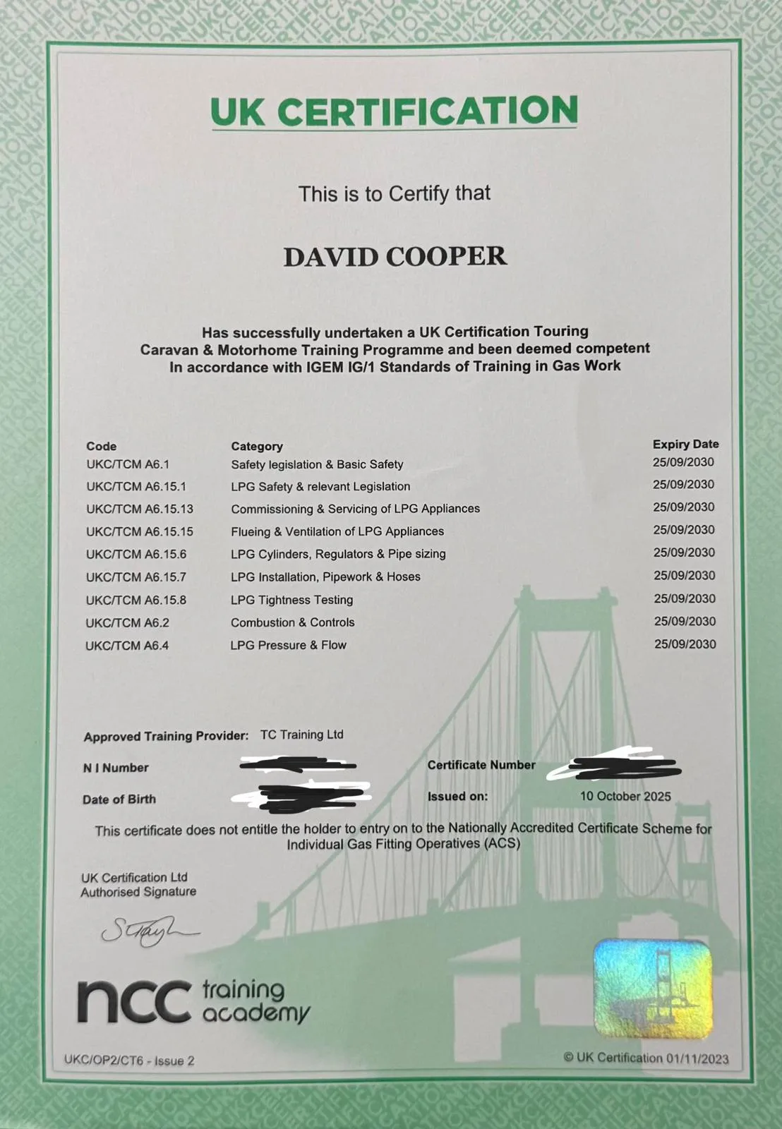 AWS Caravan Training Certificate